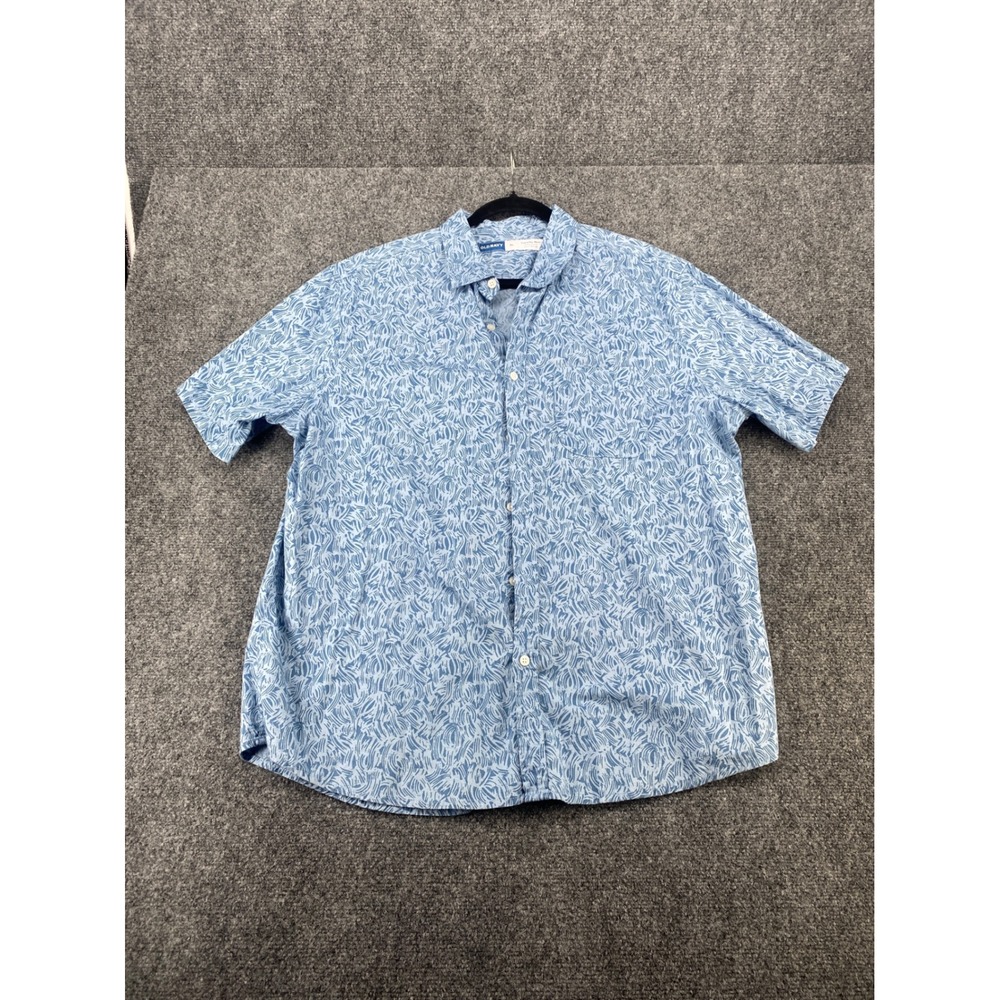 Old Navy Everyday Shirt Mens XL Blue White Abstract Print Short Sleeve Flex Fit